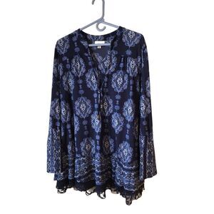 Style & Co Blue Boho Blouse 3X